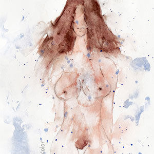 Nude Watercolor Portrait by erotic.color